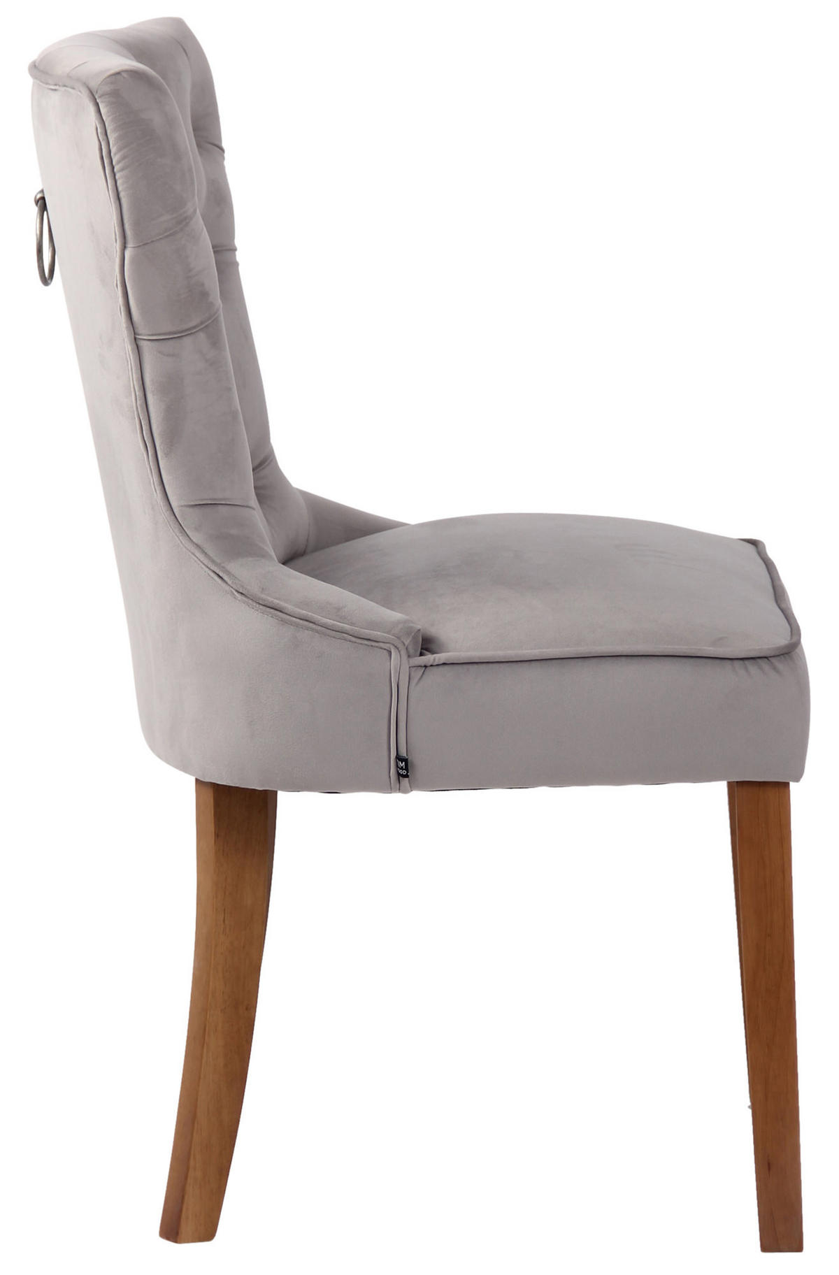 STUHL Samt grau - Naturfarben/Grau, Holz/Textil (51/90/59cm) - CLP