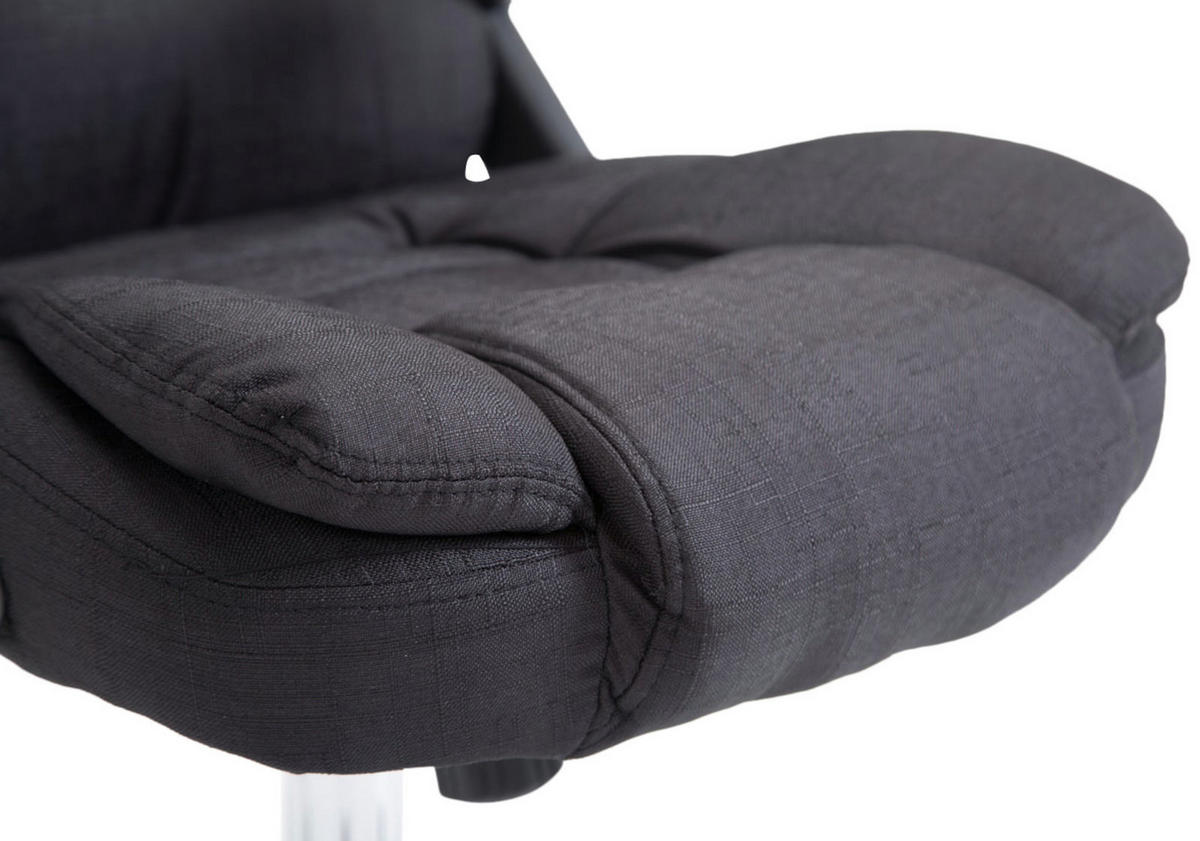 CHEFSESSEL Stoff schwarz - Chromfarben/Schwarz, Textil/Metall (69.5/113/78cm) - CLP