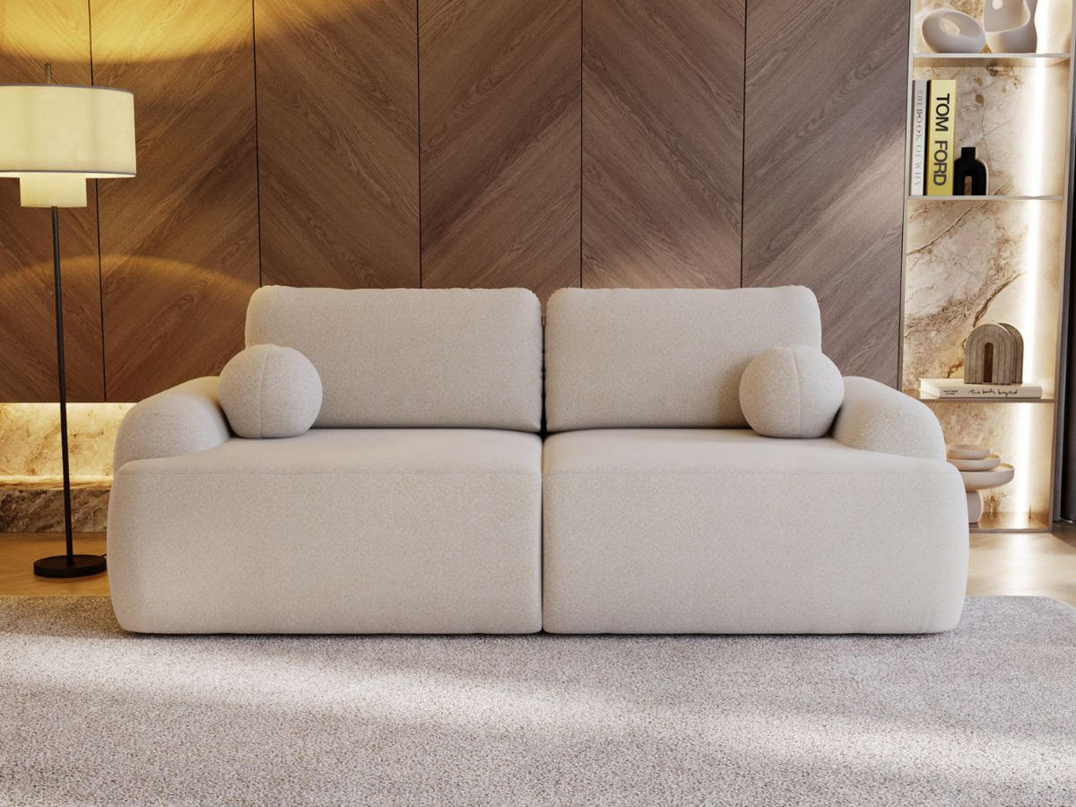 SOFA 260/106/81 Aurio Bouclé-Stoff Weiß - Weiß, Kunststoff/Textil (260/81/106cm) - Graingold