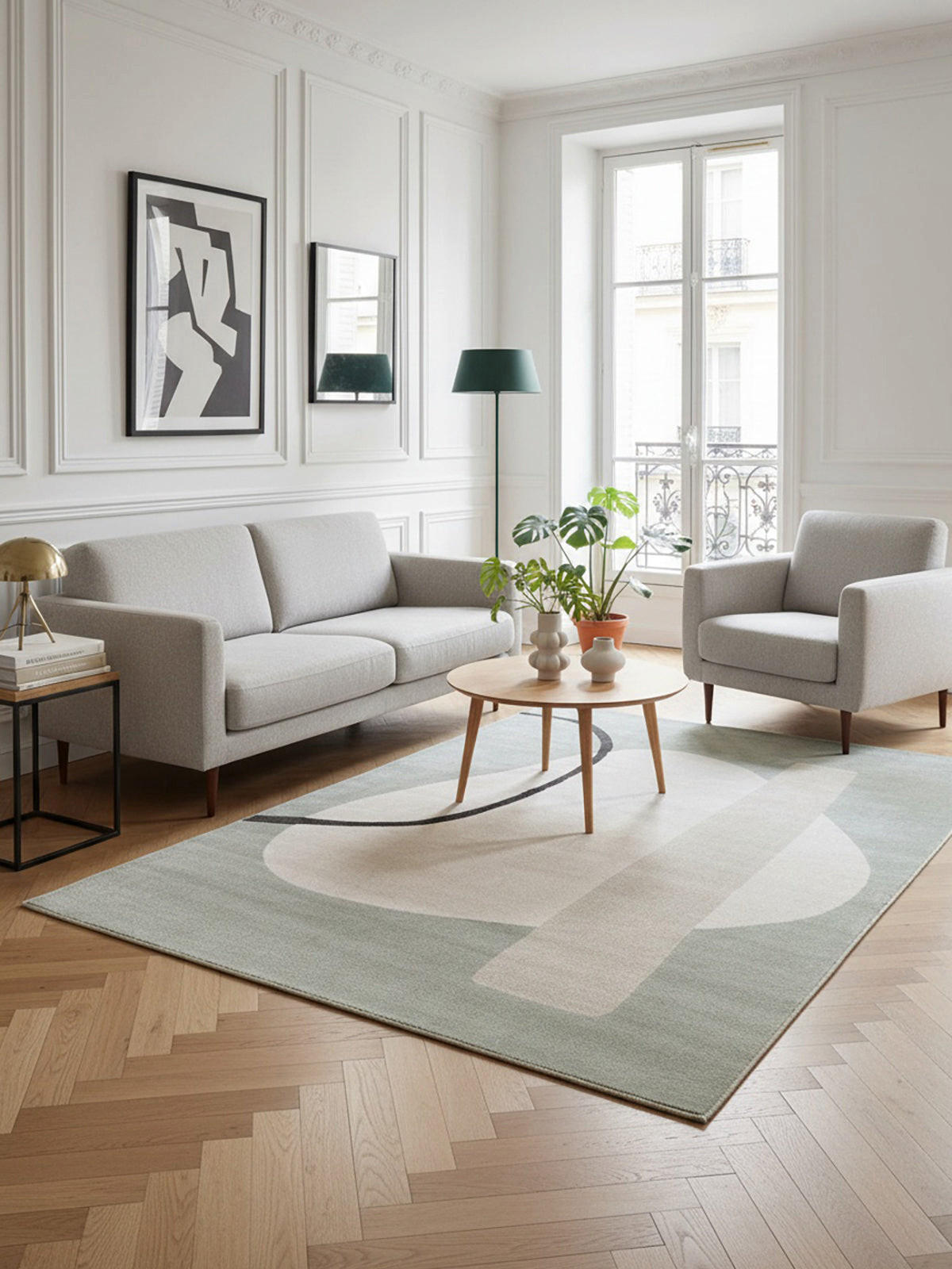 GEOMETRISCHER Teppich weich und bequem grün - Grün, Textil (160/230cm) - AFK Living