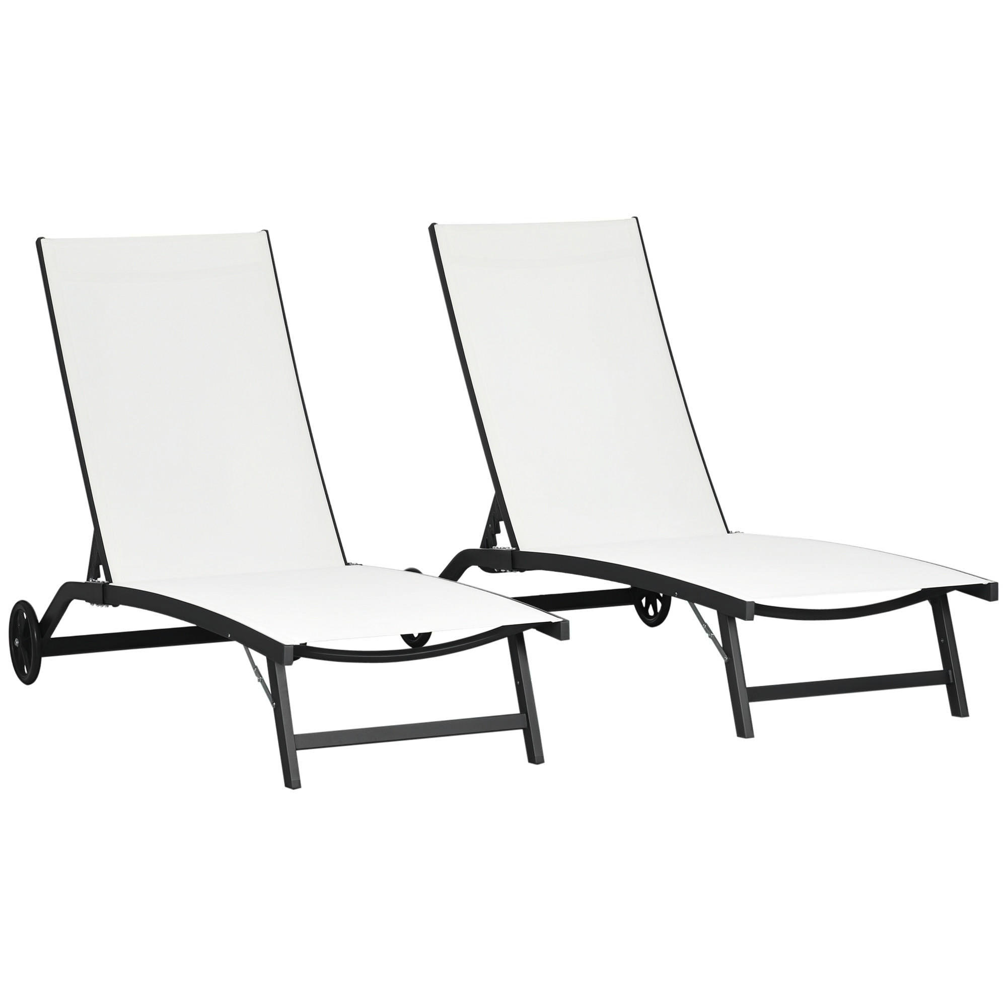 SONNENLIEGE 2er-Set Sonnenliegen mit verstellbarer Rückenlehne 66 x 165 x 102 cm ,Creme - Creme, Metall (66/102/165cm) - Vallsero