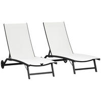 SONNENLIEGE 2er-Set Sonnenliegen mit verstellbarer Rückenlehne 66 x 165 x 102 cm ,Creme - Creme, Metall (66/102/165cm) - Vallsero