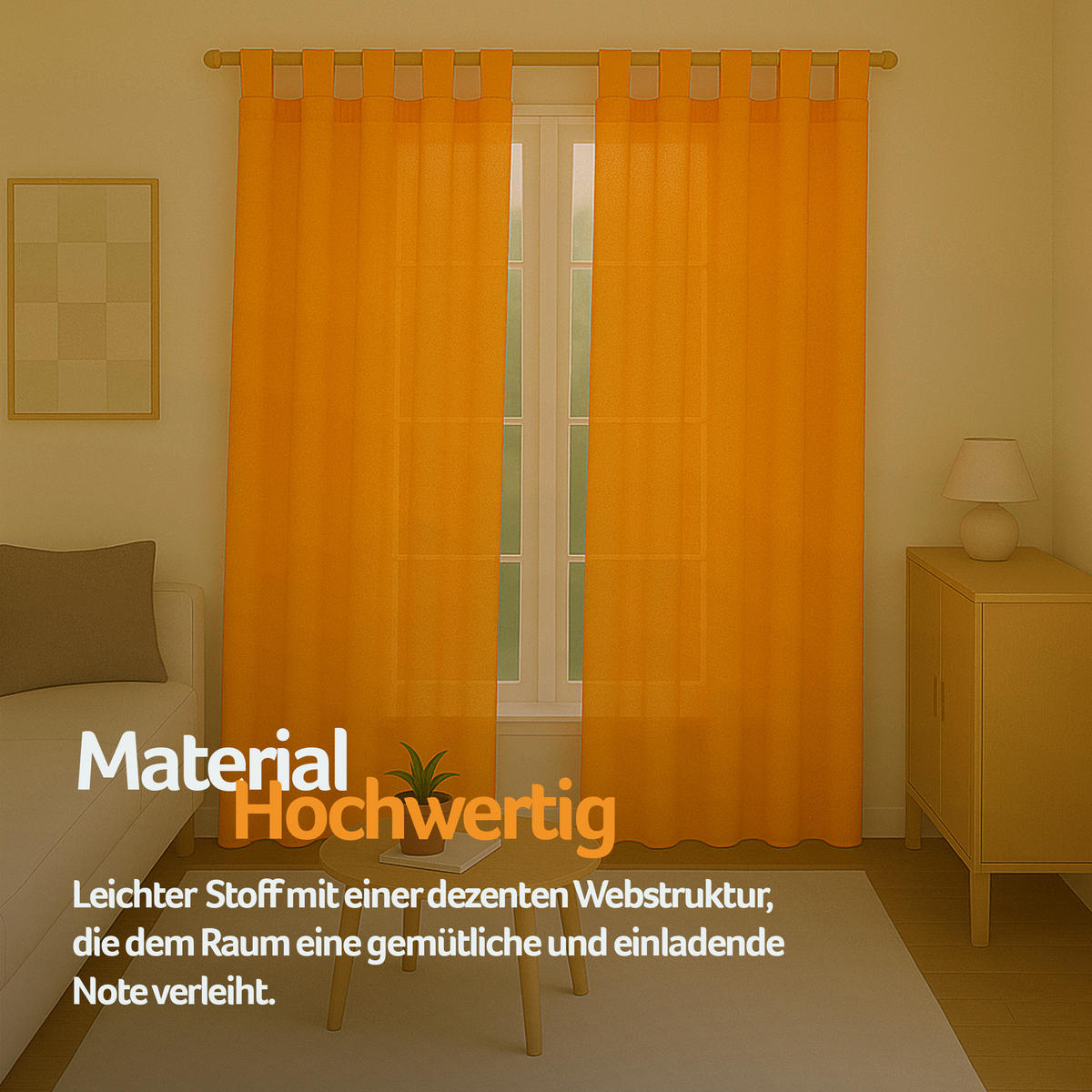 SCHLAUFENSCHAL blickdicht 140x225 cm Hellorange 2er-Pack - Orange, Textil (140/225cm)