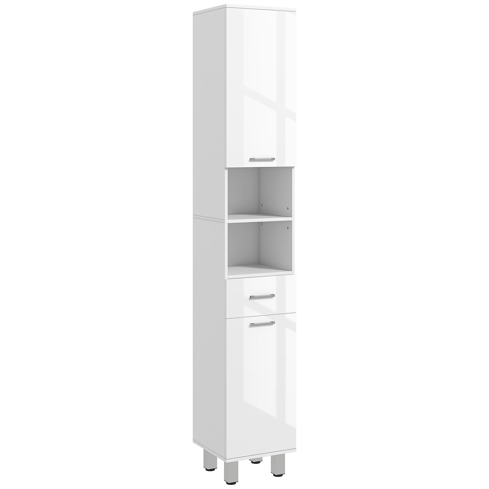 HOCHSCHRANK DE-12470 30/30/180 cm Weiß Hochglanz - Weiß, Holzwerkstoff (30/180/30cm) - ComfortXL