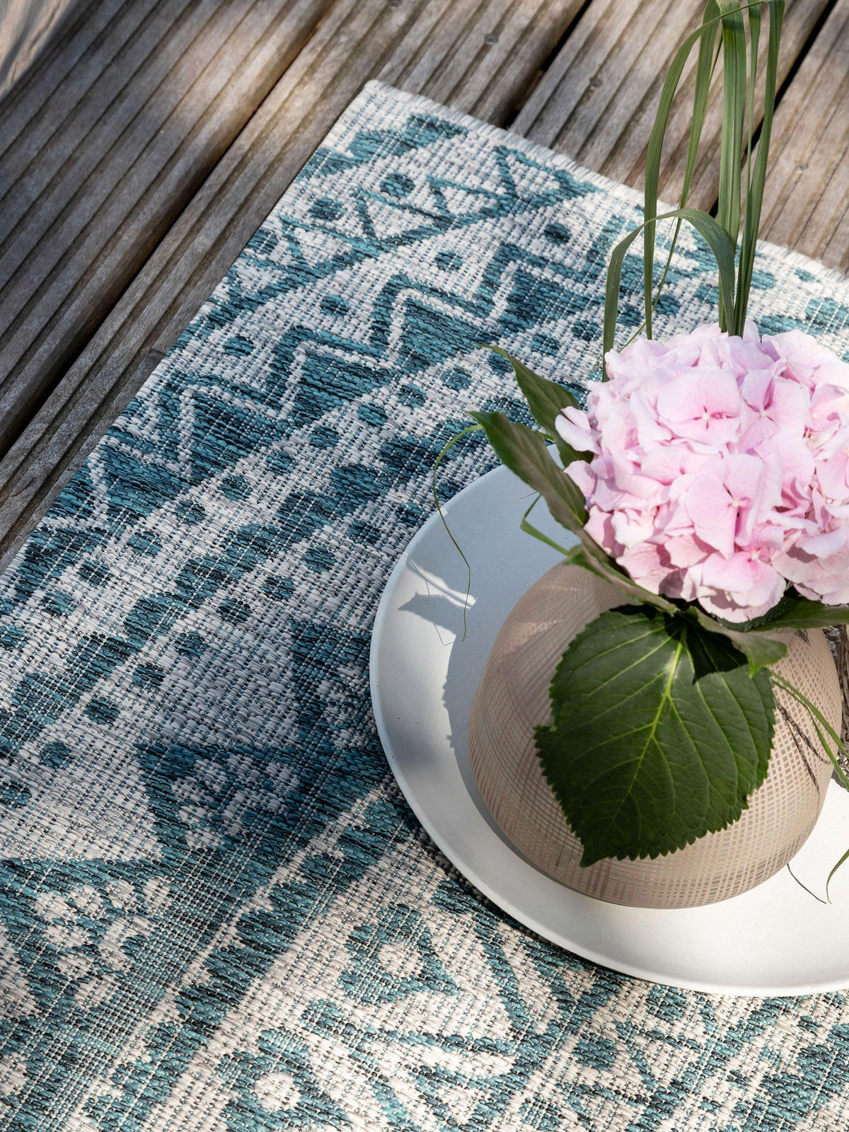 OUTDOORTEPPICH Cleo Beige/Blau 140x200 cm - Beige, Textil (140/200cm) - benuta Nest