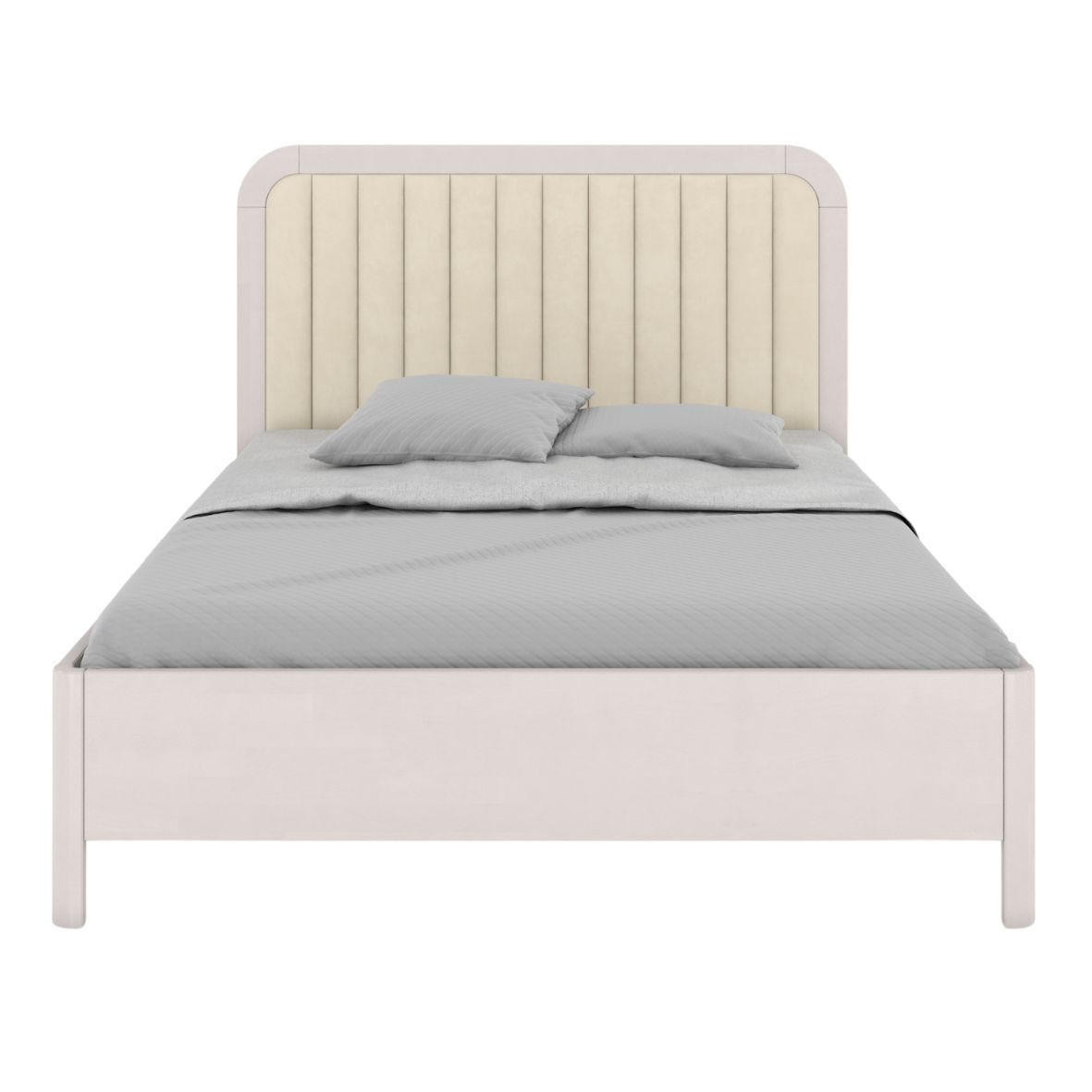 MASSIVHOLZBETT Modena, gepolstertes Kopfteil, Buche - lackiert, Weiß/Ecru, 180x200 - Ecru/Weiß, Holz/Buchenholz (180/200cm) - Visby