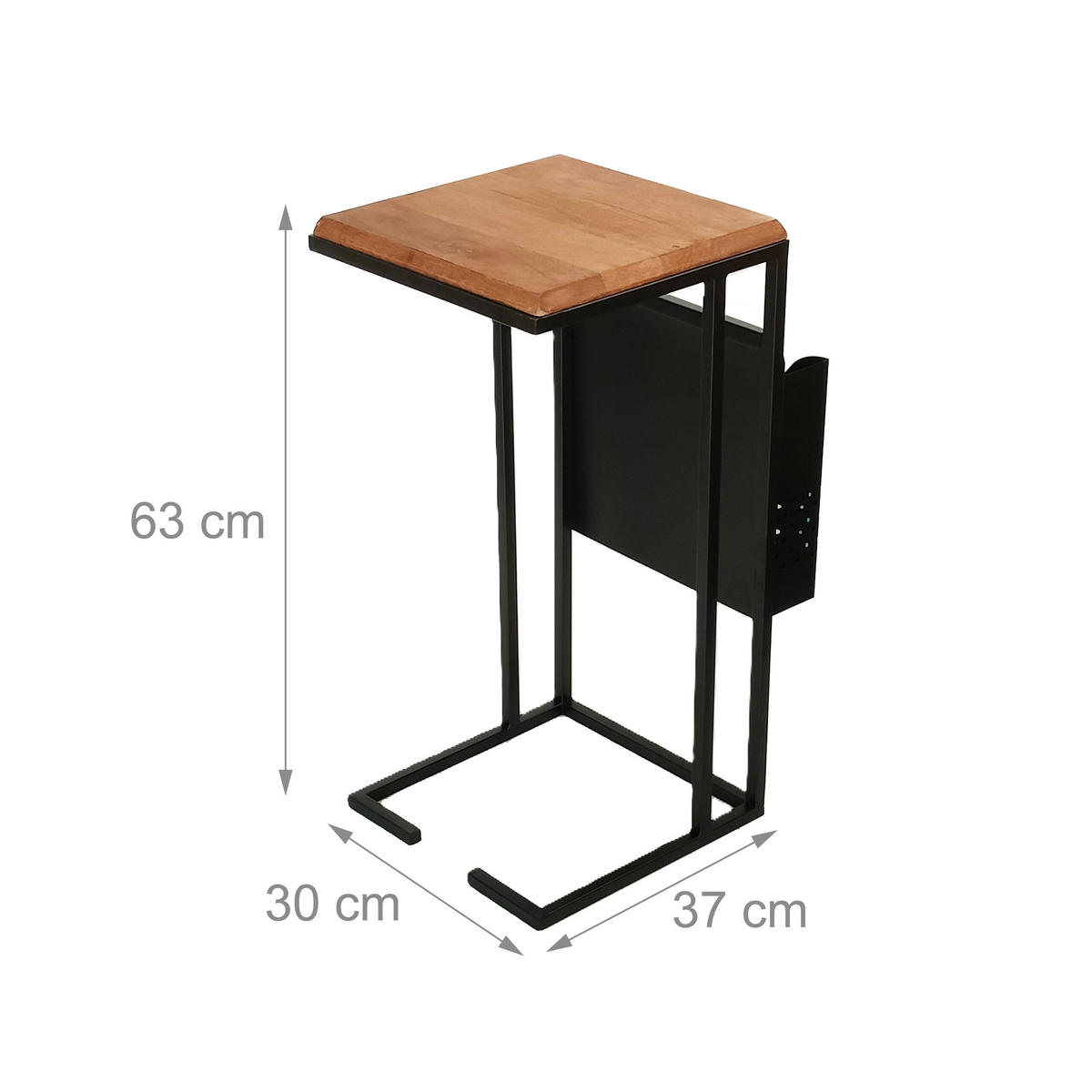 BEISTELLTISCH - Schwarz, Holz/Metall (37/30/63cm) - Relaxdays