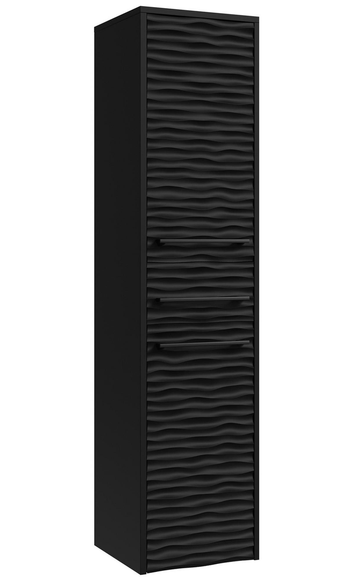 BADEZIMMERSCHRANK Etna mit 2 Türen Schwarz Matt - 30 x 35 x 130 cm - Schwarz, Holz (30/130/35cm) - Badplaats