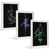 BILDER SET 3er Set - 40x60 cm Weißer Rahmen - Abstrakte schwarze Farbmuster - Weiß, Kunststoff (40/60cm) - TULUP