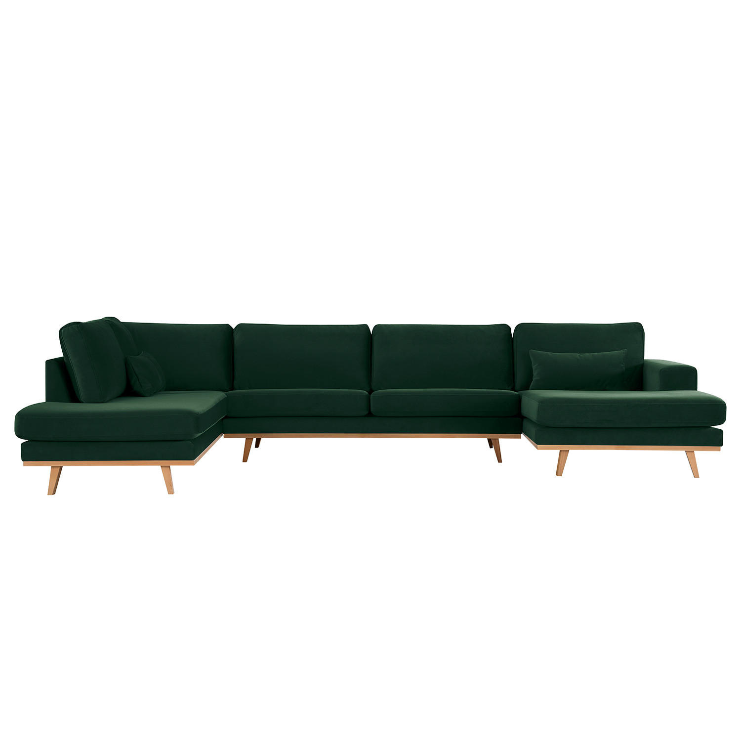 WOHNLANDSCHAFT mit Longchair - Buchefarben/Grün, Textil (371/81/219cm) - home24