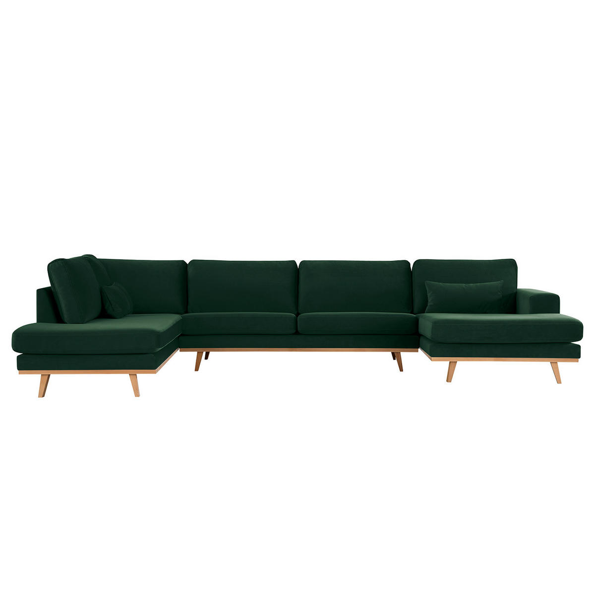 WOHNLANDSCHAFT mit Longchair - Buchefarben/Grün, Textil (371/81/219cm) - home24