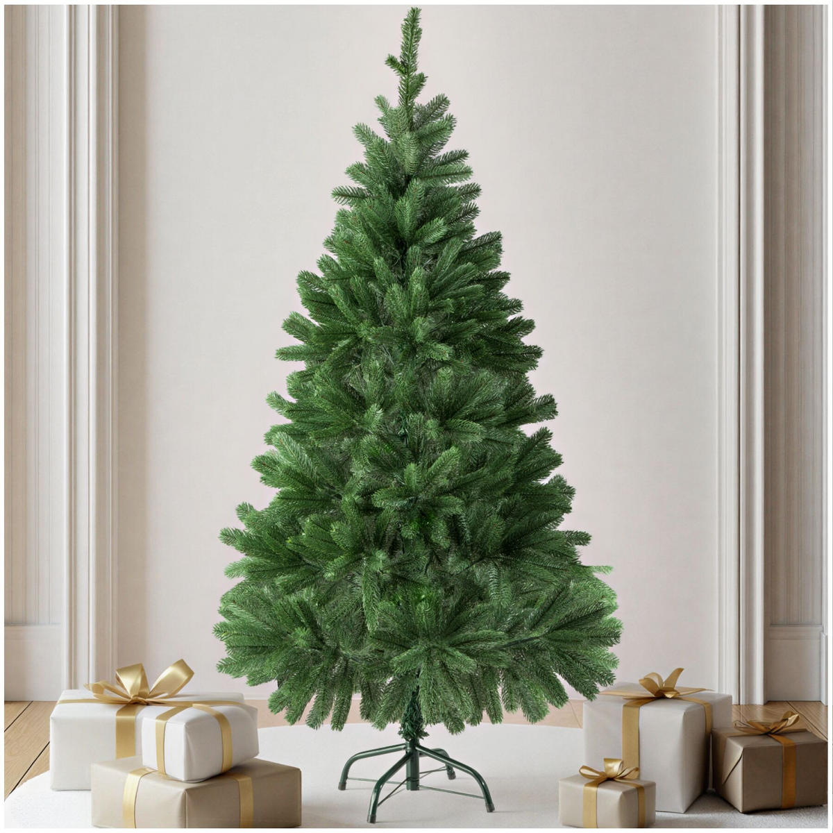 WEIHNACHTSBAUM , inklusive Metallständer mit Kunststoffkappen, grün - Grün, Kunststoff (140cm) - tectake