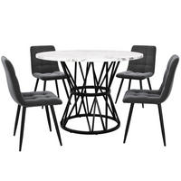 ESSGRUPPE DE-39224 runder 100 cm Tisch mit 4 Stühlen Schwarz - Schwarz, Holzwerkstoff (100/76/100cm) - ComfortXL