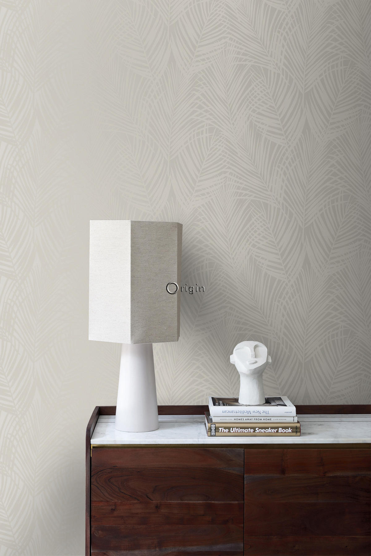 TAPETE Palmenblätter 53 cm x 10.05 m - Grau, Papier (53/1000cm) - Origin Wallcoverings