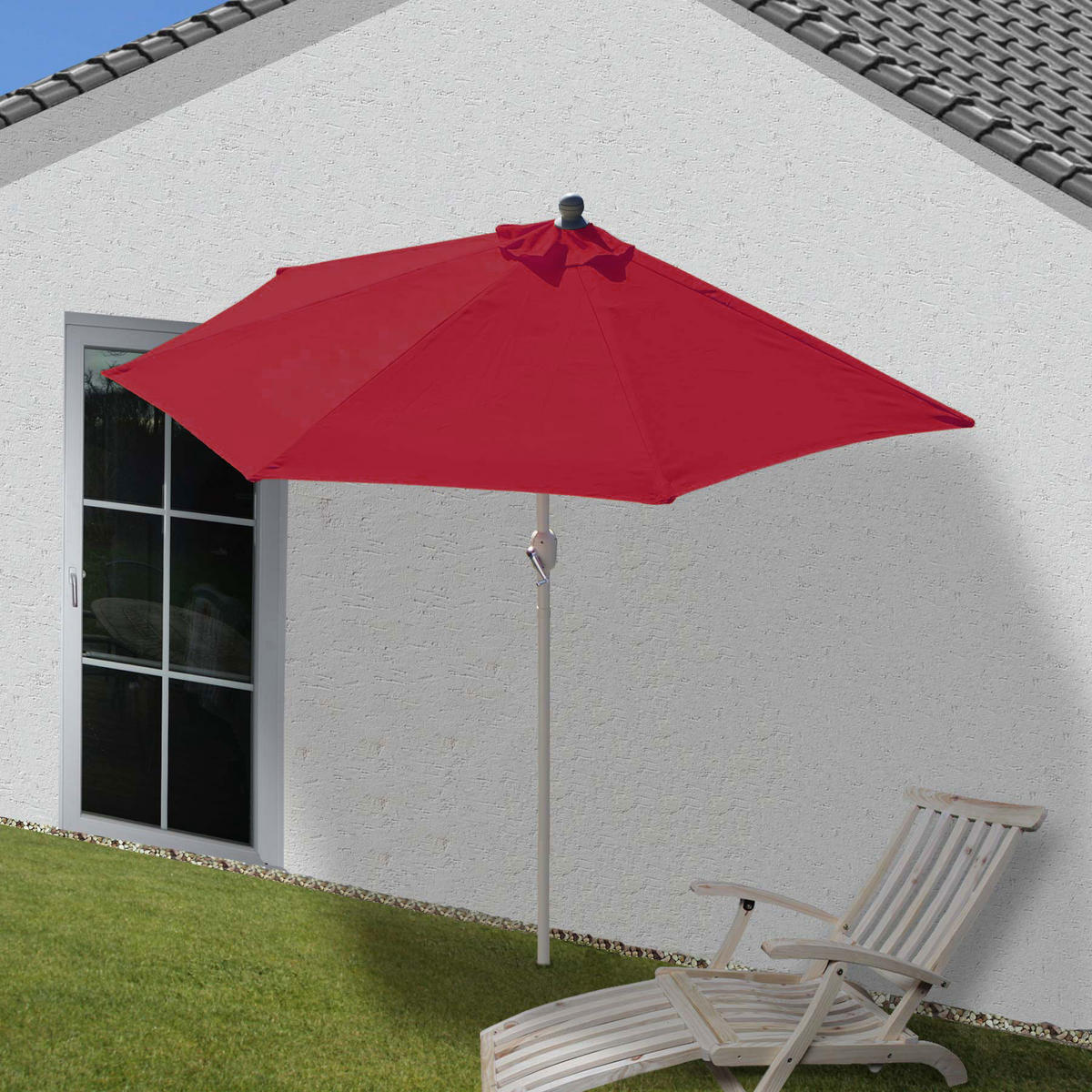 SONNENSCHIRM I HALBRUND UV 50+ Bordeaux - Bordeaux, Textil (260/135cm) - MCW