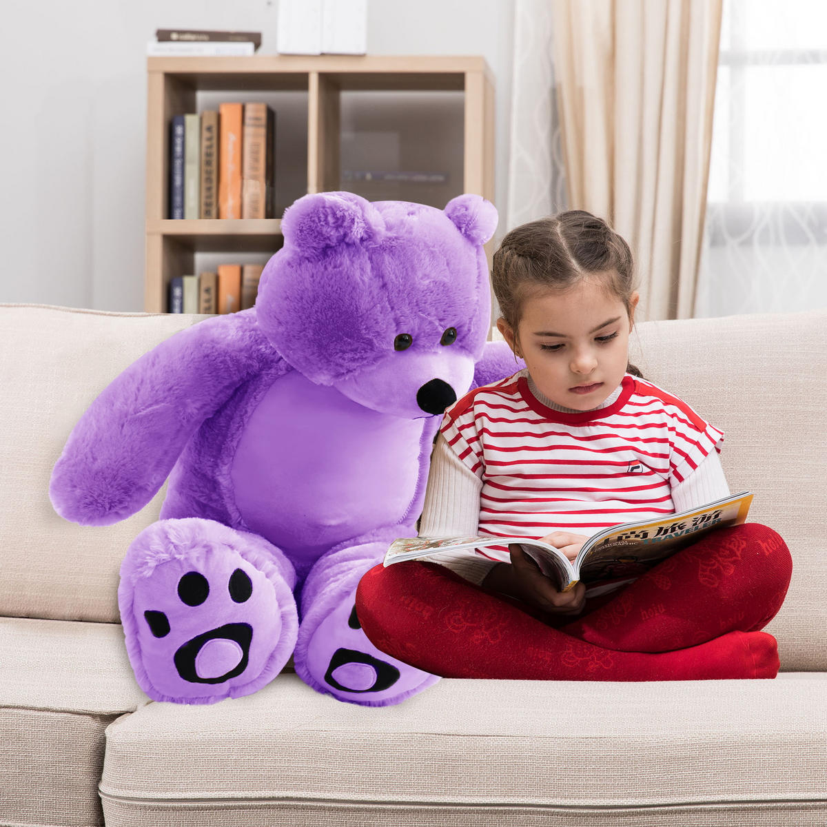 TEDDY Plüschtiere Lila 92cm - Lila, Textil (30/35cm) - Vercart