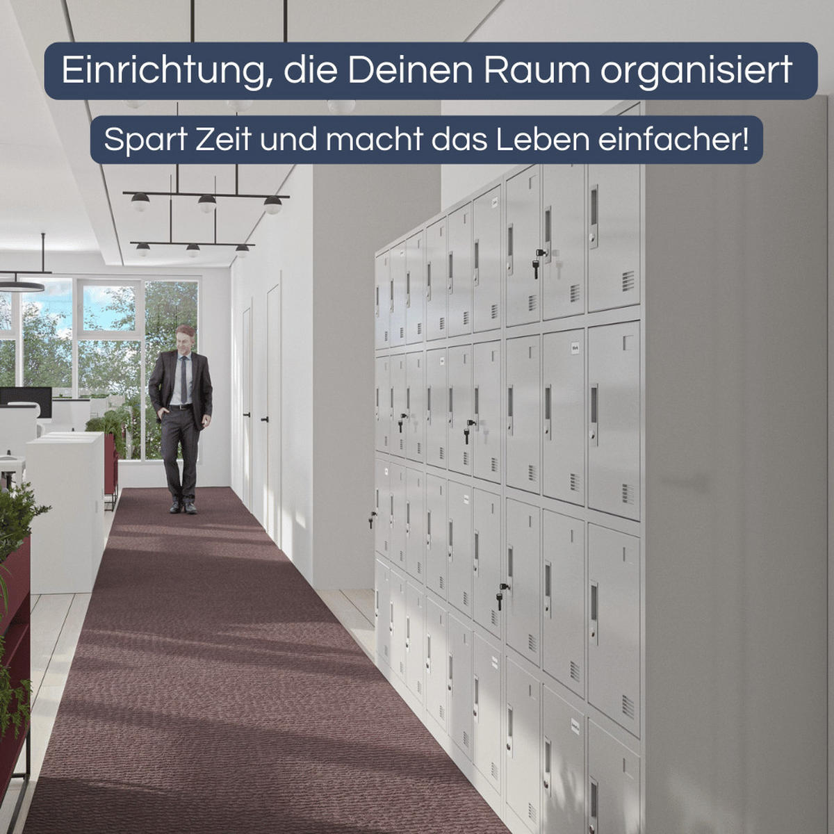 SCHLIESSFACHSCHRANK Spind BERN 12 Fächer185x90x40cm Grau - Grau, Metall (90/185/40cm) - DELUKE