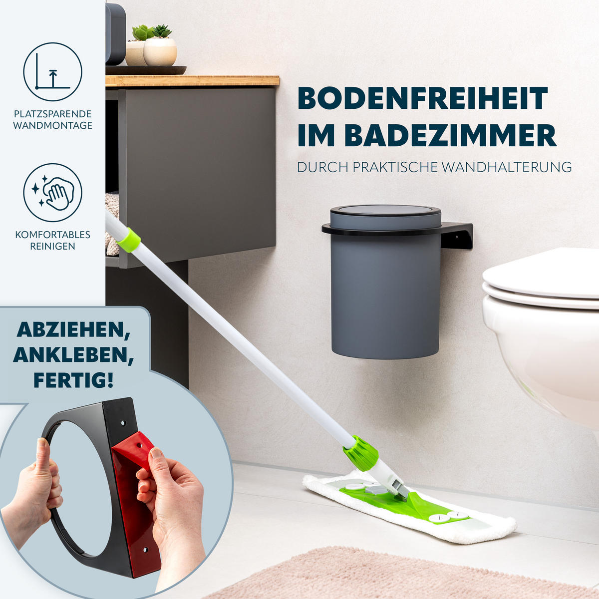 WANDHALTERUNG für Kosmetikeimer SAVONA, rund - Schwarz, Kunststoff (22/4.5/22.5cm) - bremermann
