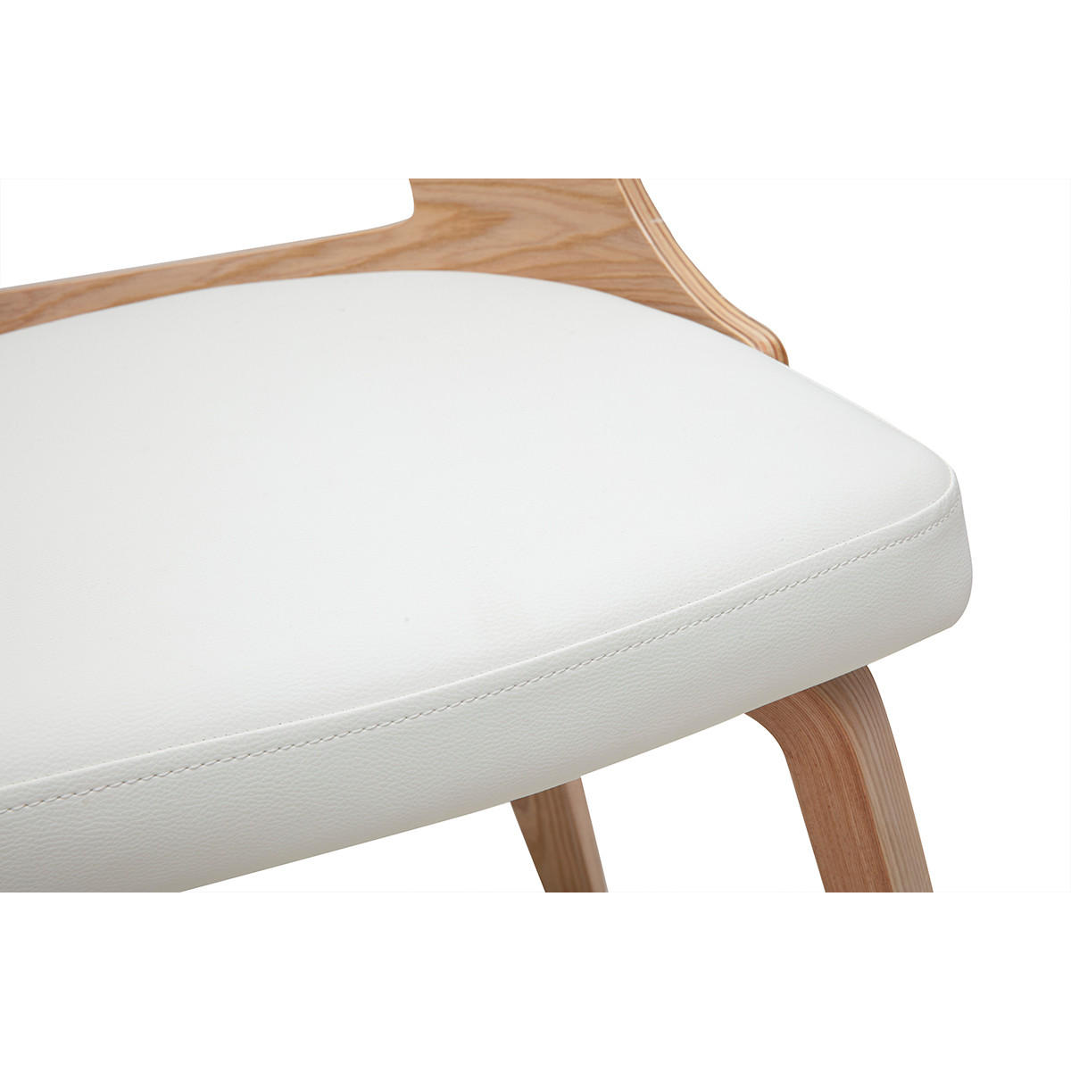 SKANDINAVISCHER Stuhl in Weiß und hellem Holz GARBO - Weiß, Holz (54/77.5/49cm) - Miliboo