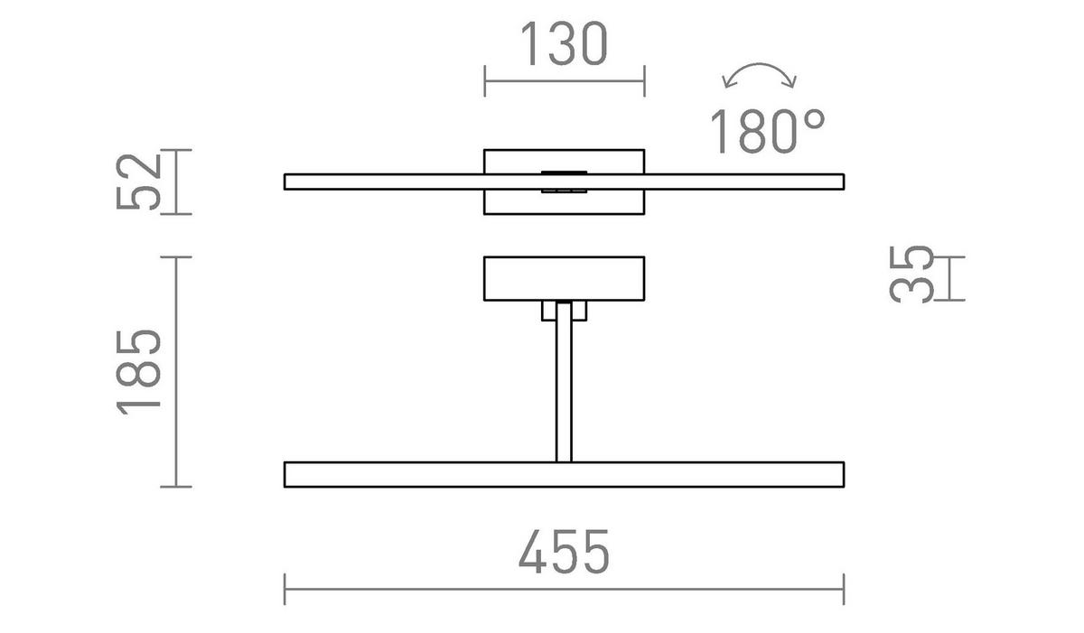 WANDLEUCHTE FRESCO 45 altes Messing 8 W - Goldfarben, Metall (185/5/45.5cm) - Rendl