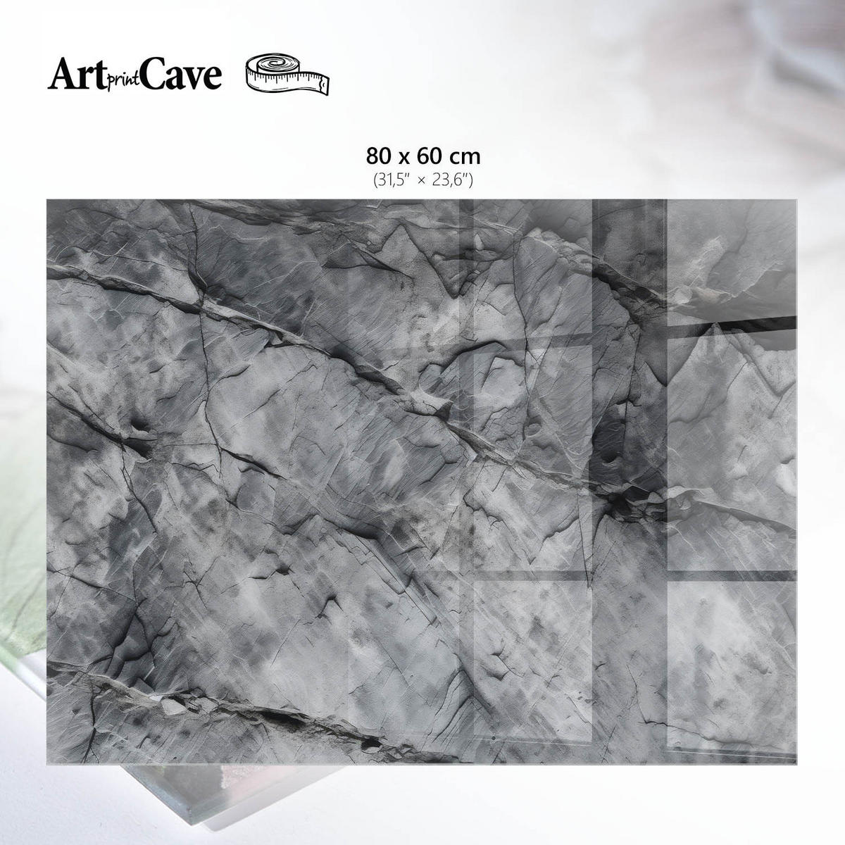 GLASPLATTE 80x60 cm – Felsstruktur - Grün, Glas (0.4/80/60cm) - ArtPrintCave
