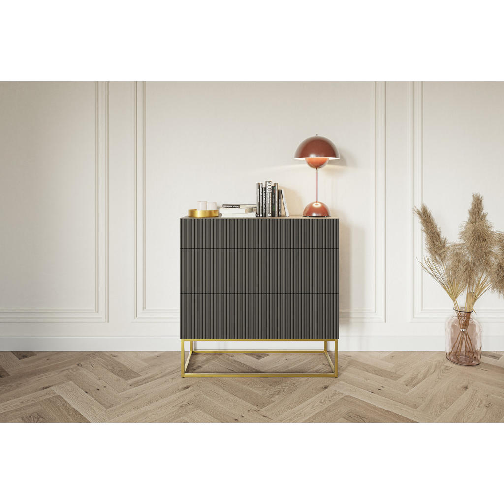 Thumbnail - Selsey Kommode, Schwarz, Holzwerkstoff, 90x90x38 cm, Wohnzimmer, Kommoden & Sideboards, Kommoden