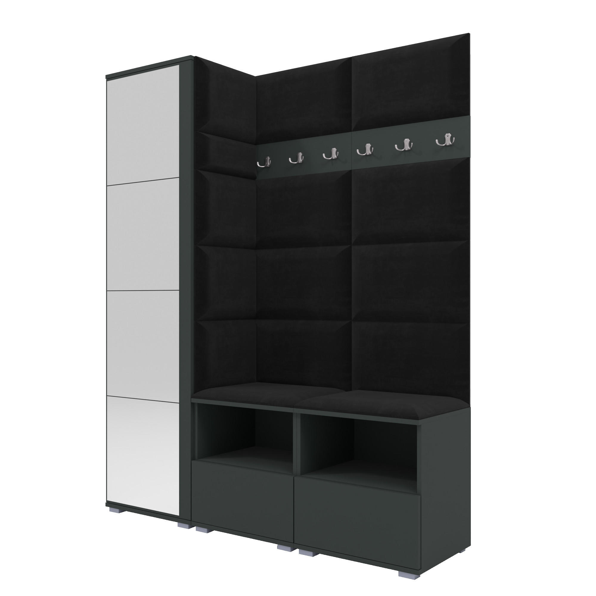 XXXLutz Garderoben-Set Graphit, Schwarz 150x187x40 cm