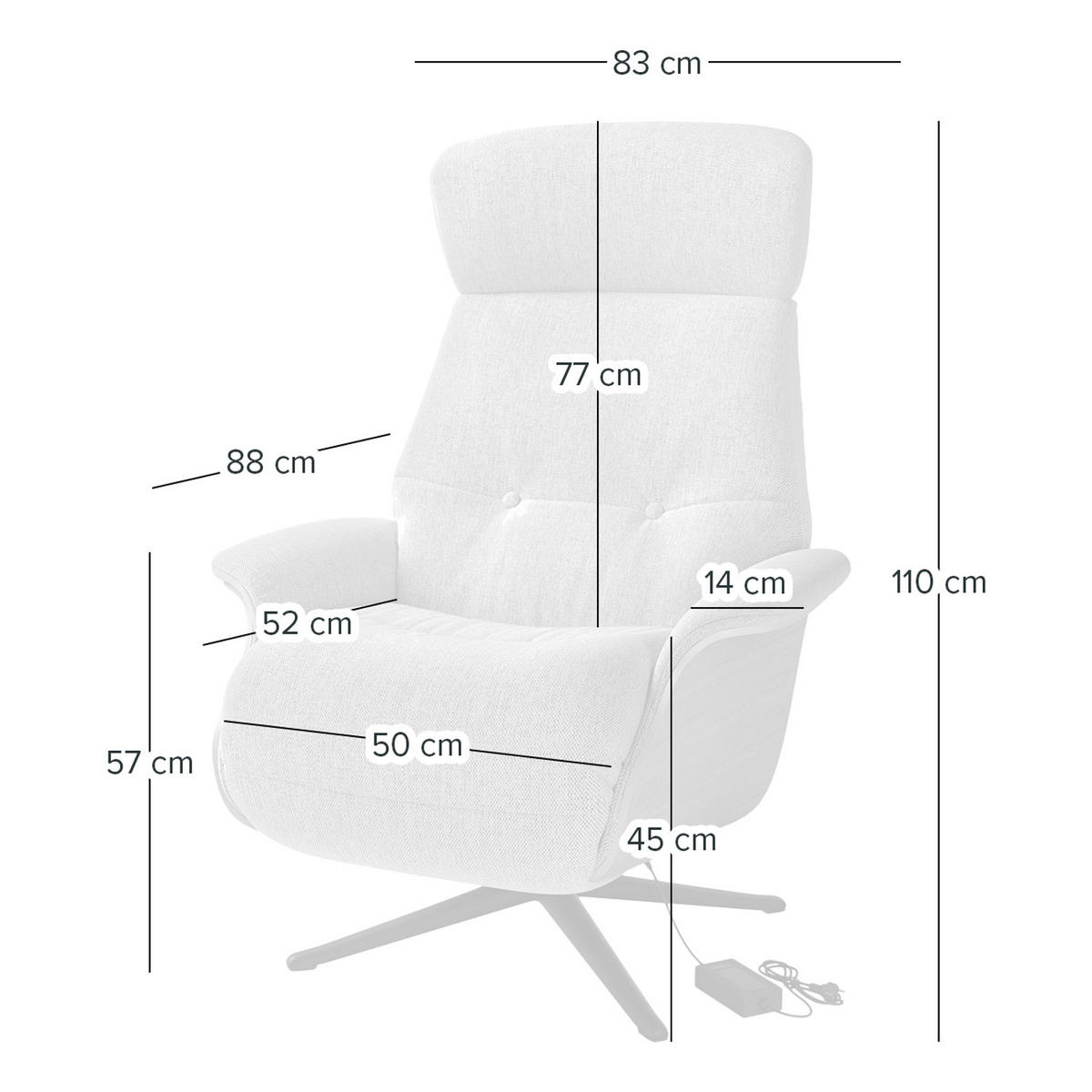 SESSEL - elektrisch verstellbar - Schwarz, Leder/Holz (83/110/88cm) - home24