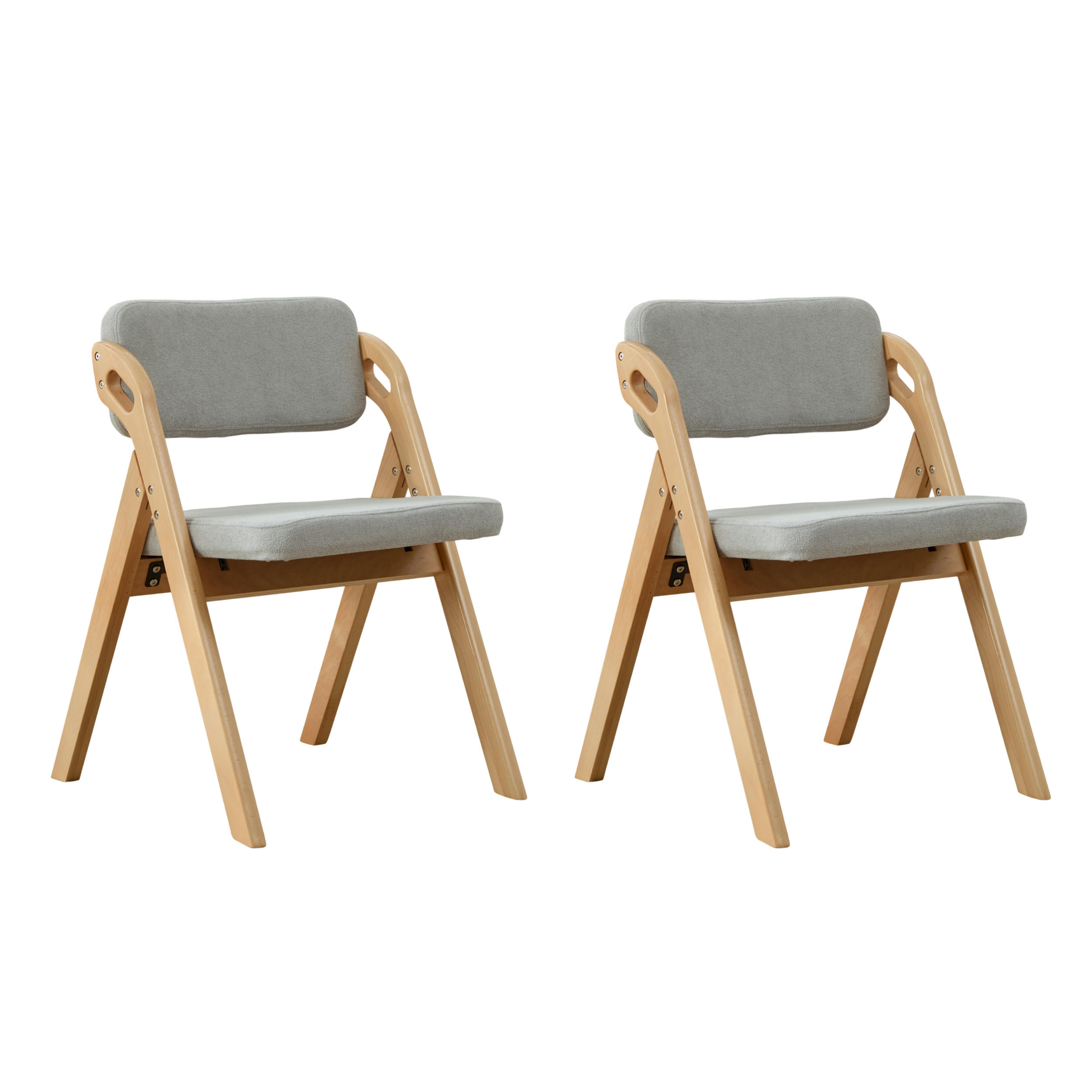 KLAPPSTUHL DE-36858 2er-Set mit Buchenholzgestell Grau - Grau, Holz (52/77/59cm) - ComfortXL