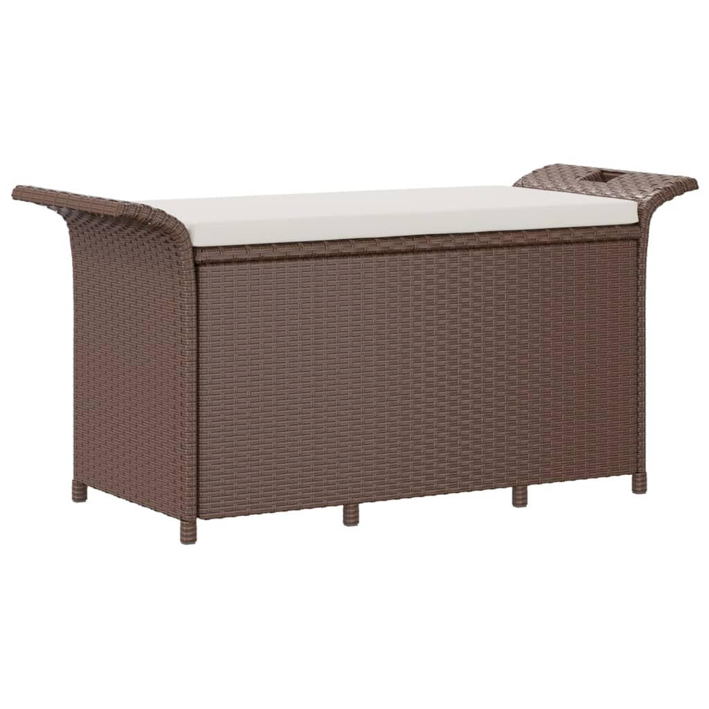 GARTENBANK mit Kissen Braun 116x46x57 cm Poly Rattan - Braun, Kunststoff (116/57/46cm) - furnicato
