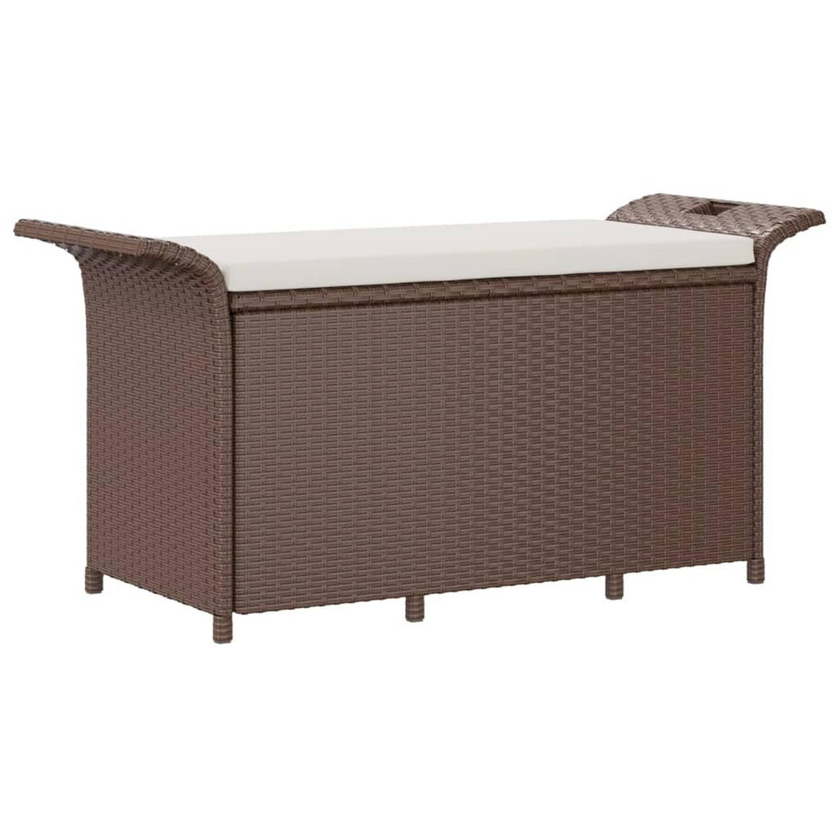 GARTENBANK mit Kissen Braun 116x46x57 cm Poly Rattan - Braun, Kunststoff (116/57/46cm) - furnicato