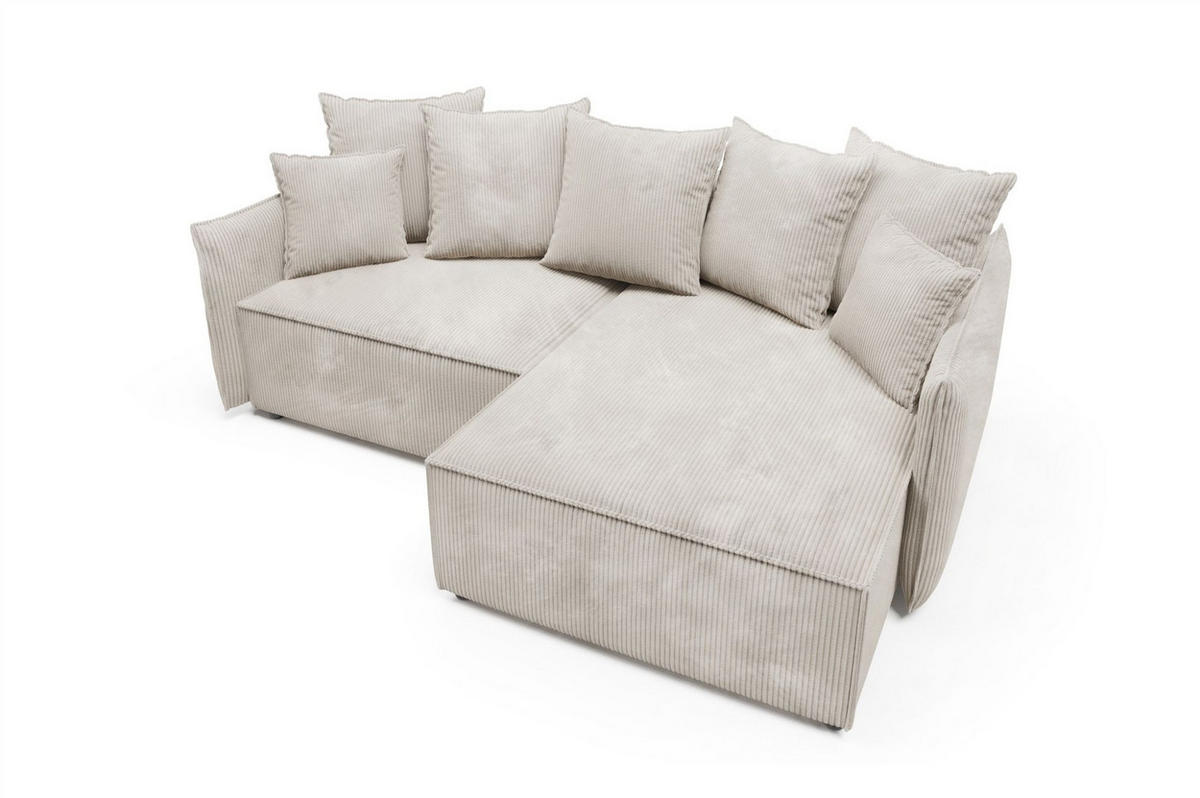 ECKSOFA Minea Mit Schlaffunktion - Hellgrau, Holzwerkstoff/Textil (221/153cm) - Fun Möbel