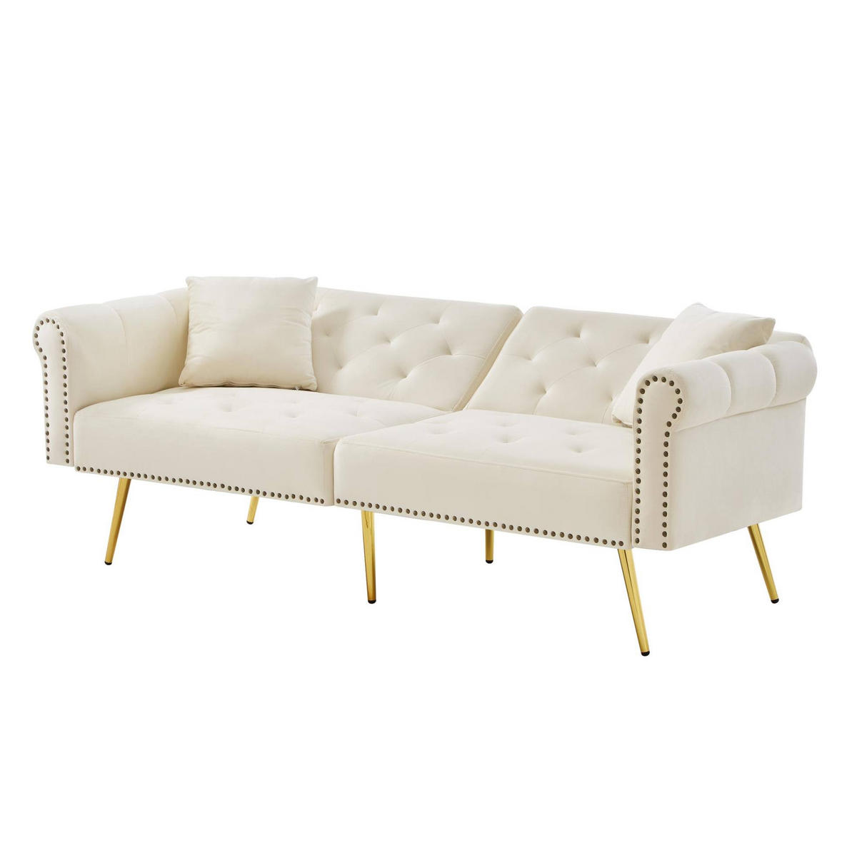 DVOSJED na razvlačenje od baršuna, ležaj 147/85 cm bež, s podesivim naslonom - bež, plastika (173/70/75cm) - BEAOK
