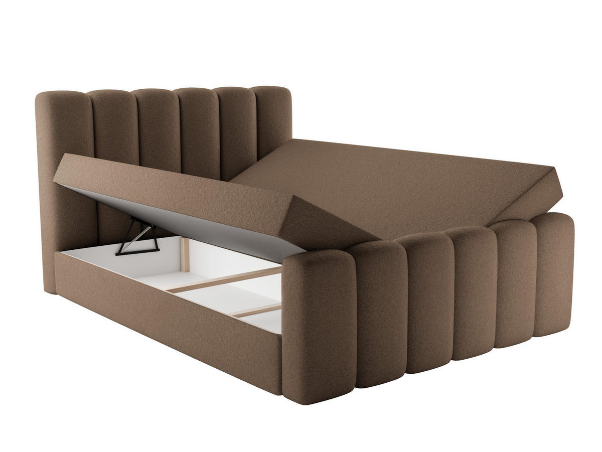 BOXBETT Nola mit Topper Braun 160x200 - Braun, Textil (160/200cm) - Luxkor24