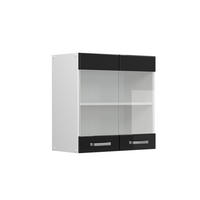 KÜCHENGLASSCHRANK R-Line Schwarz Hochglanz 60 cm - Schwarz Hochglanz/Schwarz, Holzwerkstoff (60/60/31cm) - Vicco