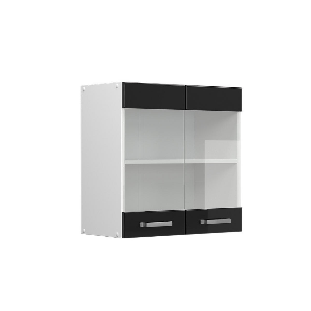 KÜCHENGLASSCHRANK R-Line Schwarz Hochglanz 60 cm - Schwarz Hochglanz/Schwarz, Holzwerkstoff (60/60/31cm) - Vicco