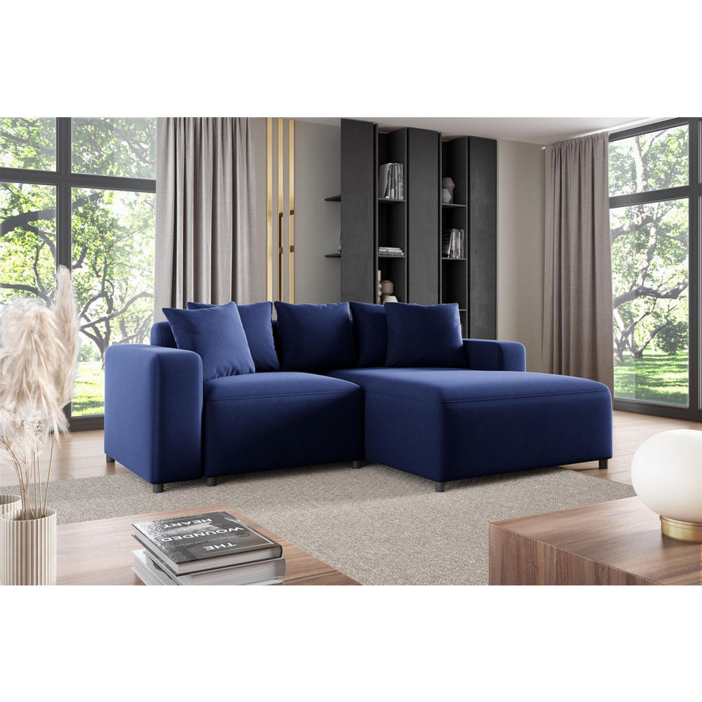 Thumbnail - Fun Möbel Ecksofa, Dunkelblau, Textil, Ottomane rechts, 240x165 cm, Wohnzimmer, Sofas & Couches, Wohnlandschaften, Eckso...