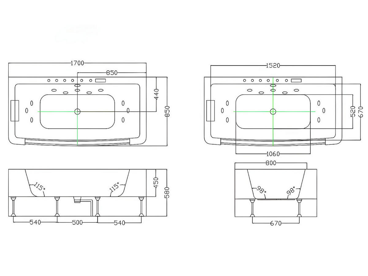 WHIRLPOOLBADEWANNE - 1 -Sitzer - Sicherheitsglas - weiß - DYONA - Weiß, Glas (170/58/85cm) - Vente-Unique