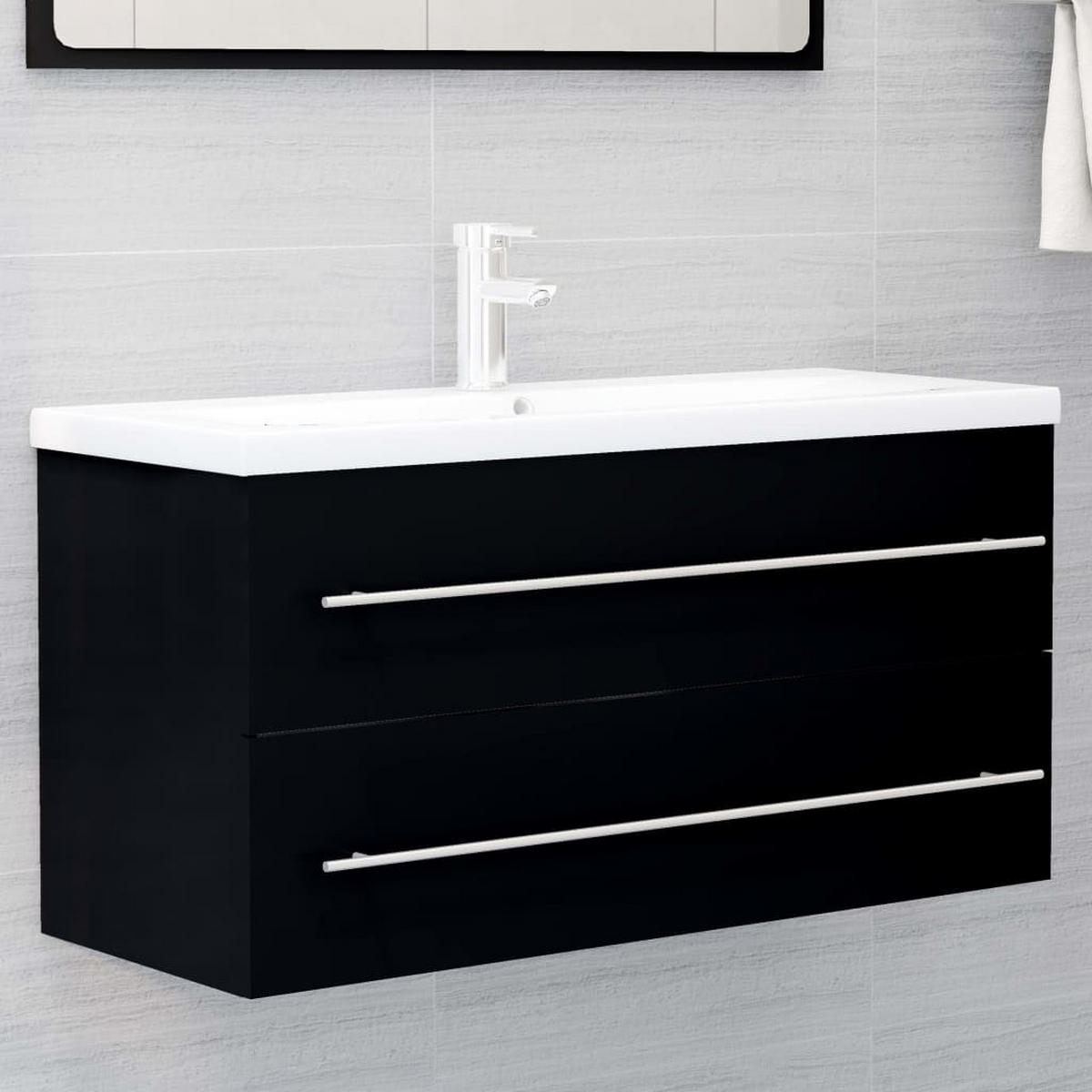 WASCHBECKENUNTERSCHRANK Dixon 100/38.5/48 cm - Schwarz, Holzwerkstoff (100/48/38.5cm) - Nettlife