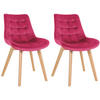 STUHL 2er Set Samt rot - Eukalyptusholzfarben/Rot, Holz/Textil (54/84/63cm) - CLP
