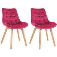 STUHL 2er Set Samt rot - Eukalyptusholzfarben/Rot, Holz/Textil (54/84/63cm) - CLP