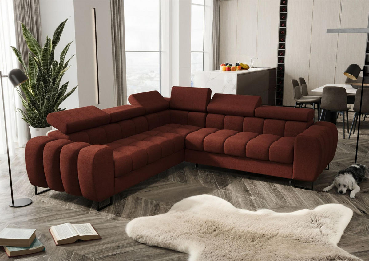 ECKSOFA Bastien Mit Schlaffunktion - Rot, Holzwerkstoff/Textil (260/260cm) - Fun Möbel