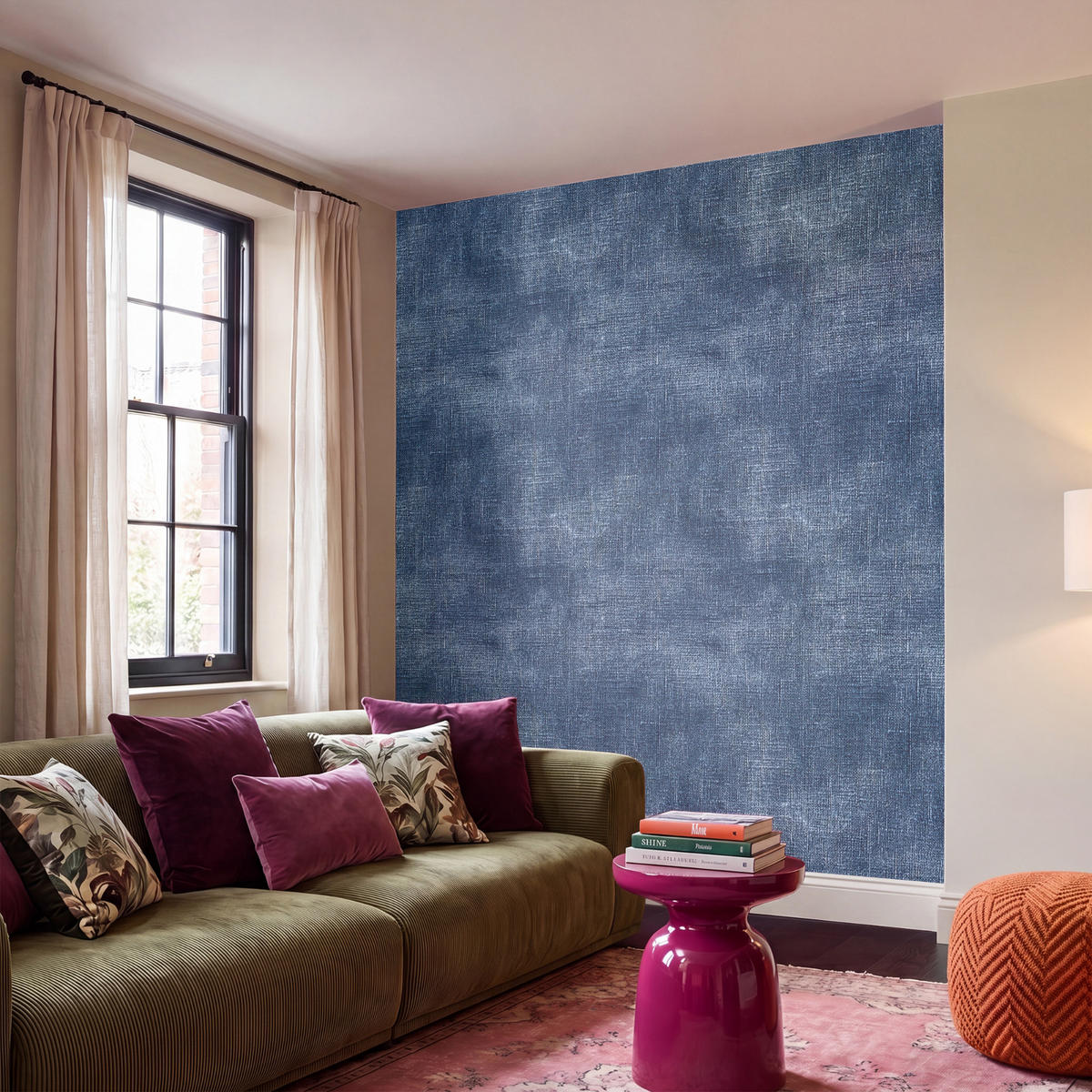 TAPETE - Leinen - Textur - Muster - Denim - Rustikal - 200x220 cm - Blau, Papier (200/220cm) - OnlyWow