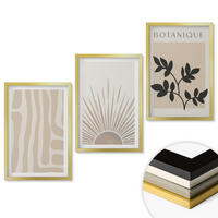 WANDBILDER 3er Set - 40x60 cm Goldrahmen - Abstrakte Pflanzenmuster - Goldfarben, Kunststoff (40/60cm) - ArtPrintCave