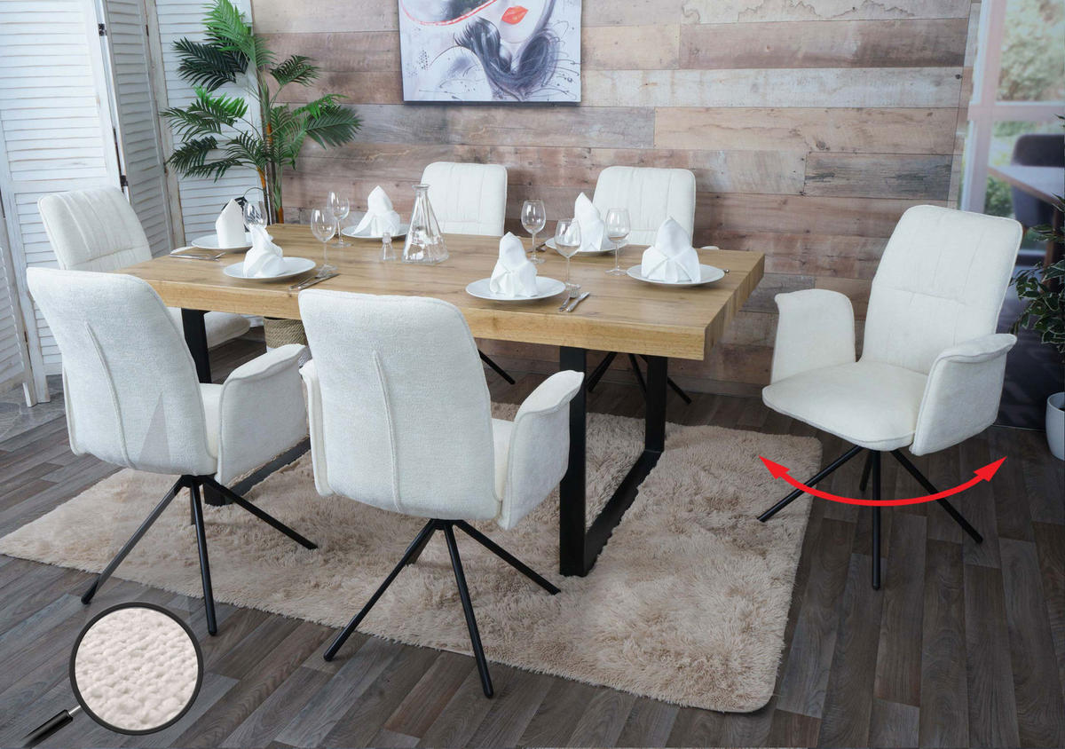 ESSZIMMERSTUHL Cremeweiß 6er-Set - Weiß, Textil (70/94/60cm) - MCW