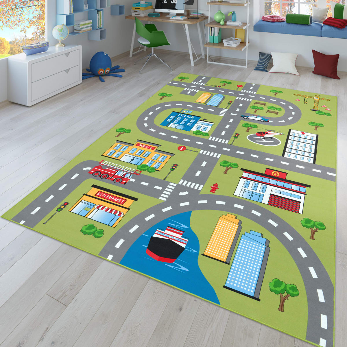 KINDERTEPPICH Grün 200 x 200 cm - Grün, Kunststoff (200/200cm) - TT Home