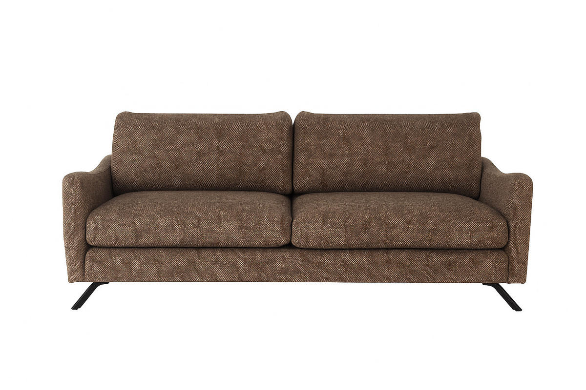 SOFA CLOUD mit schwarz Metallbeinen, Braun - Braun, Textil (235/98/107cm) - KS Home Concept