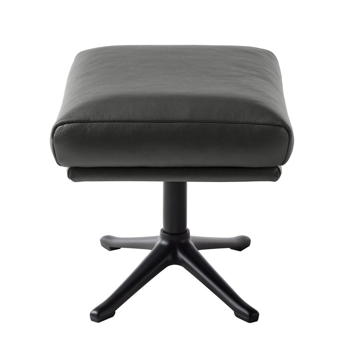 HOCKER mit Kreuzfuß - Schwarz/Grau, Leder/Metall (54/41/41cm) - home24