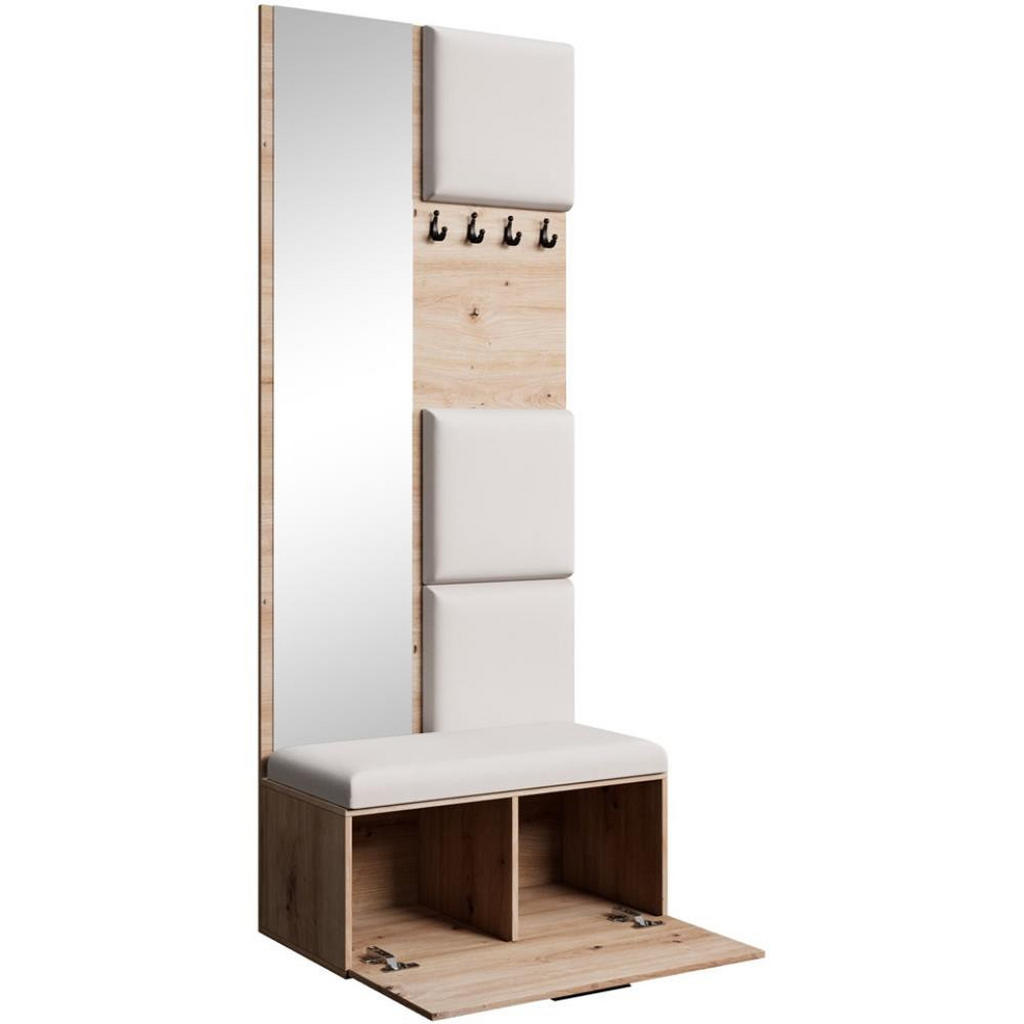Thumbnail - Beautysofa Garderobe, Eiche Artisan, Beige, Kunststoff, 81x203x43 cm, Garderobe, Garderoben-Sets & Serien, Garderoben-Se...