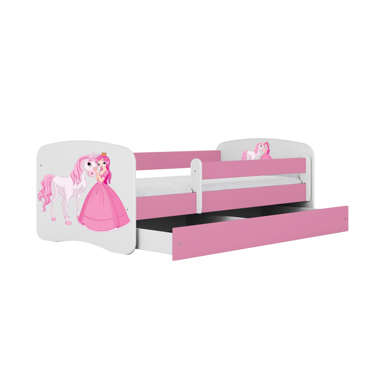 KINDERBETT Prinzessin Pferd mit Schublade und Matratze 180/80 - Rosa, Holzwerkstoff (80/180cm) - RAUMHIRSCH FURNITURE